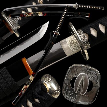 Japanese Shinken Katana Clay Tempered Maru Blade Choji Hamon Sword 雲龍拵